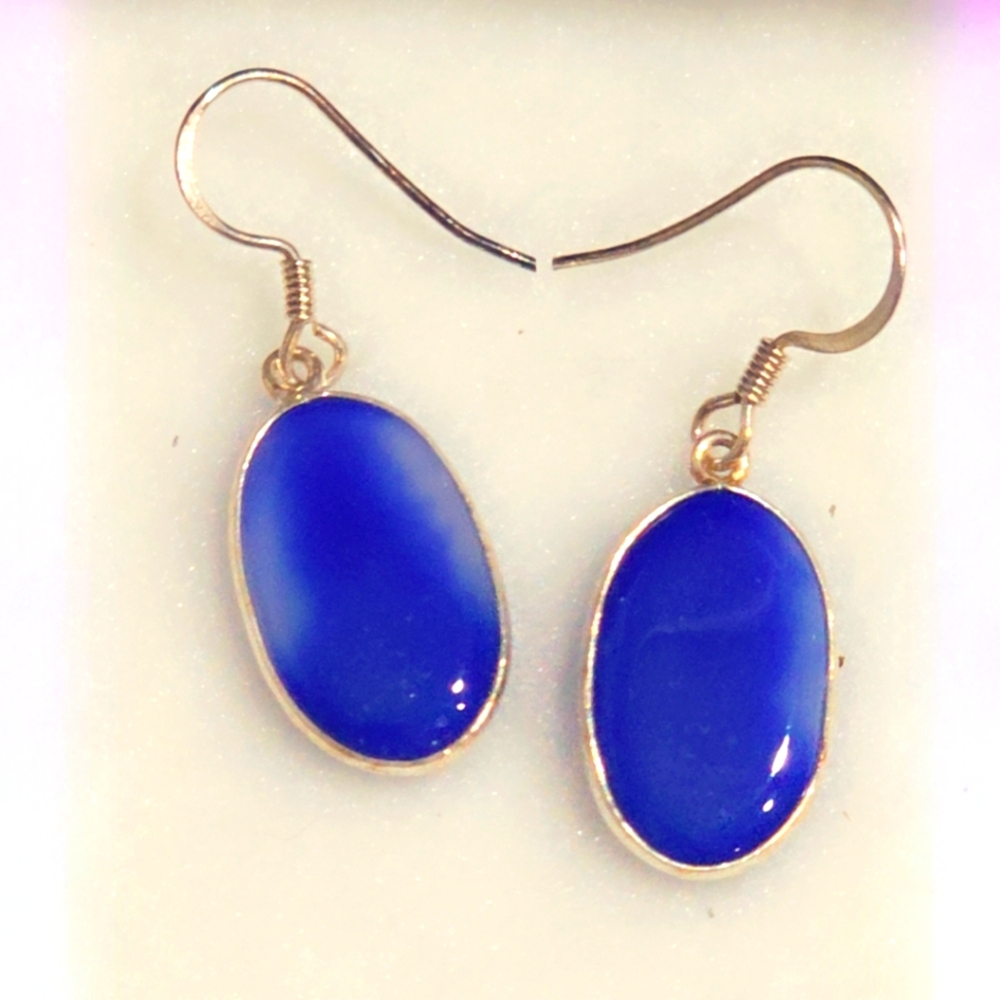 Solid Sterling Silver Gemstone Dangle Earrings - image 1